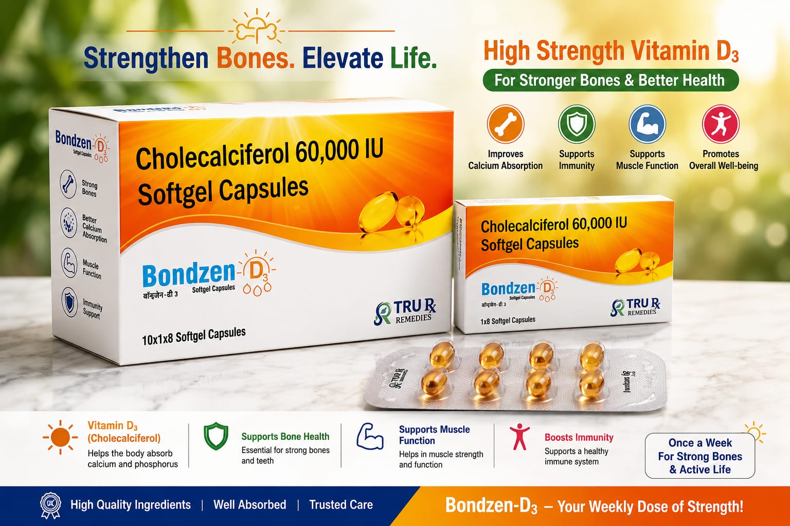 BONDZEN D3 60K Softgel Capsules - TRU Rx Remedies
